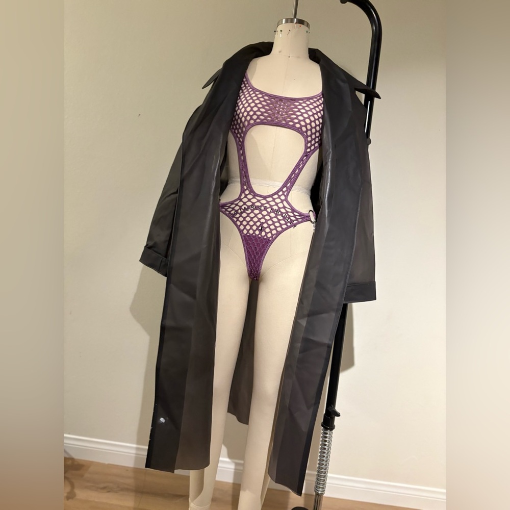 Black translucent jelly trench coat